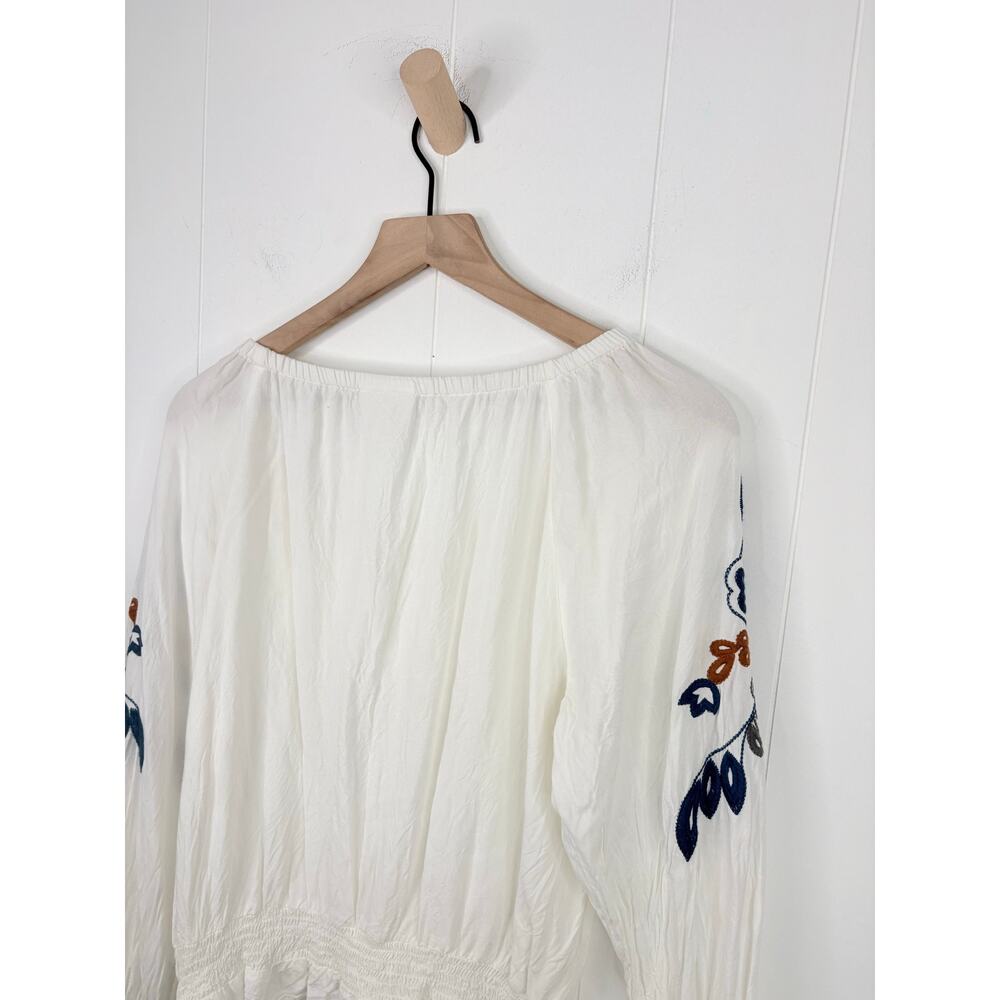 Shyanne Challis Embroidered Top Size Large White Long Sleeve Blouse - Picture 10 of 11